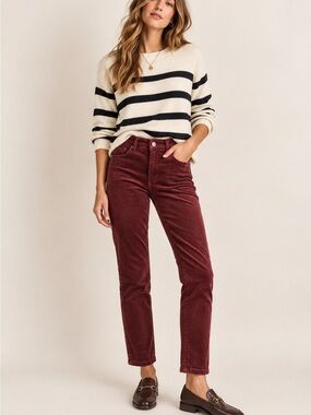 Pilcro Burgundy Corduroy Slim Boyfriend Ankle Jeans Size 26